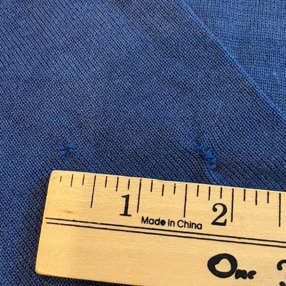 Vtg Polo Ralph Lauren Sweater Mens Med Blue V Neck Merino Wool Long Sleeve *FLAW - Picture 10 of 10